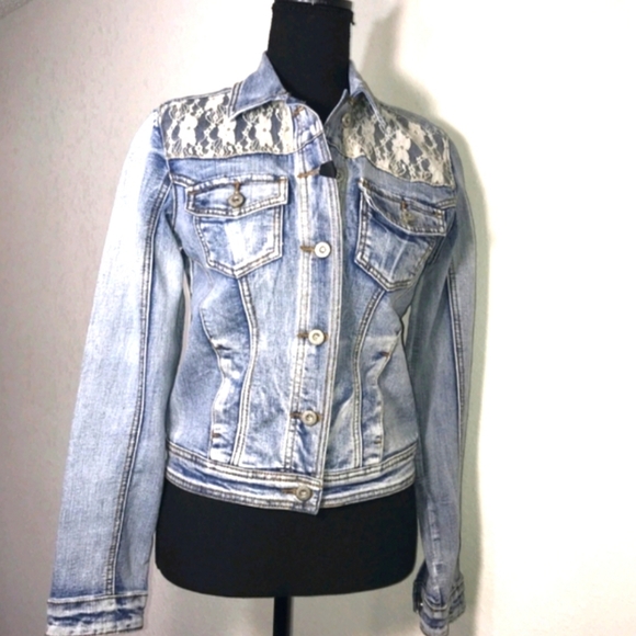 Zanadi Jackets & Blazers - Zanadi Jean Jacket with Lace Inserts